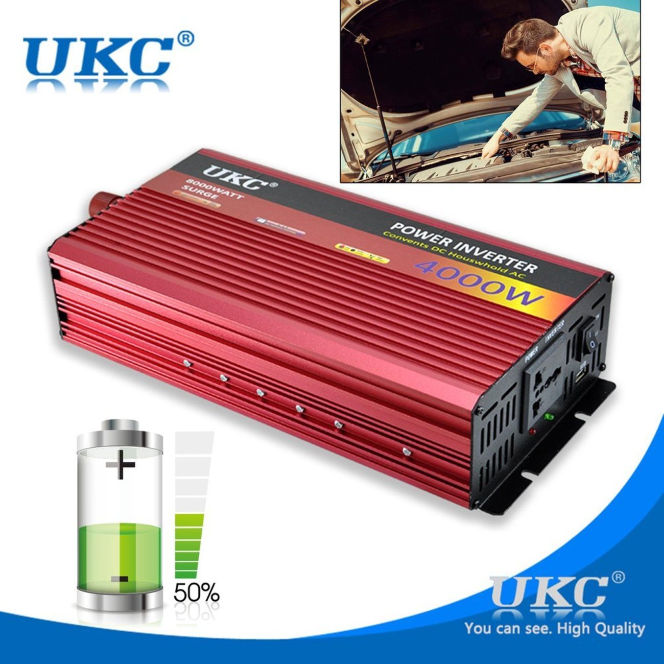 Инвертор на напрежение UKC 4000W 12V / 24V / 220V, Инвертер 4000В