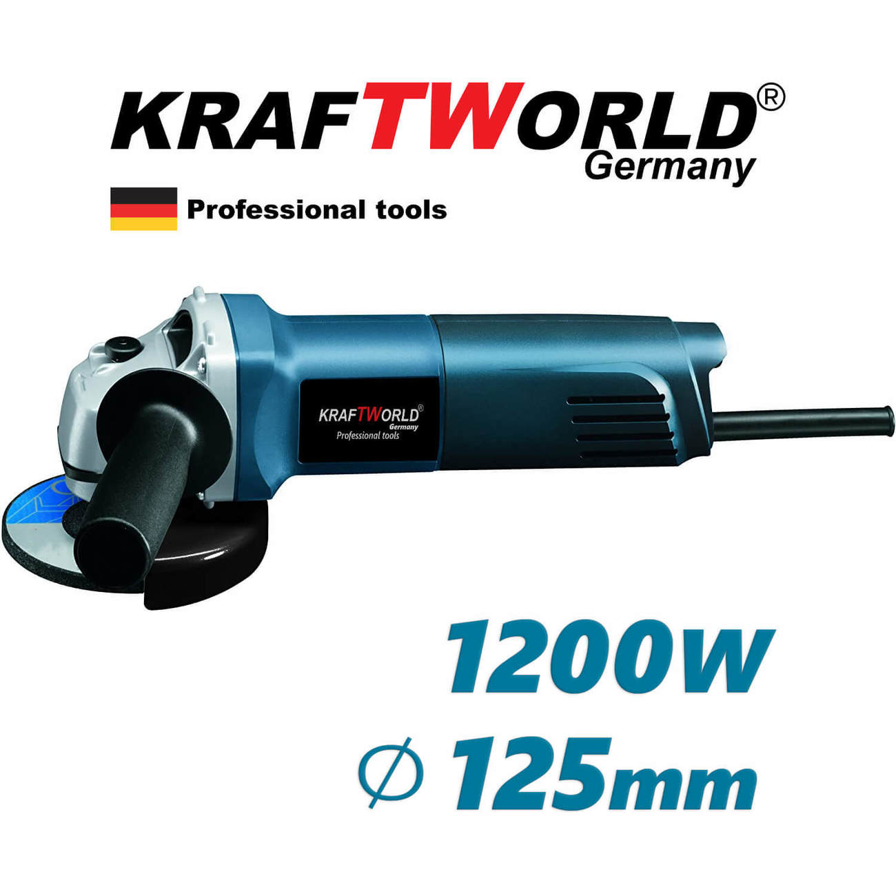 Немски Ъглошлайф KraftWorld  125 мм, 1200W, с регулация на оборотите