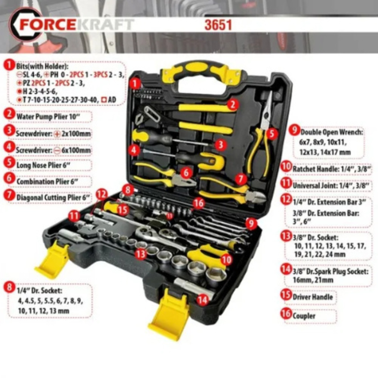 Комплект инструменти 65 части FORCE Kraft 