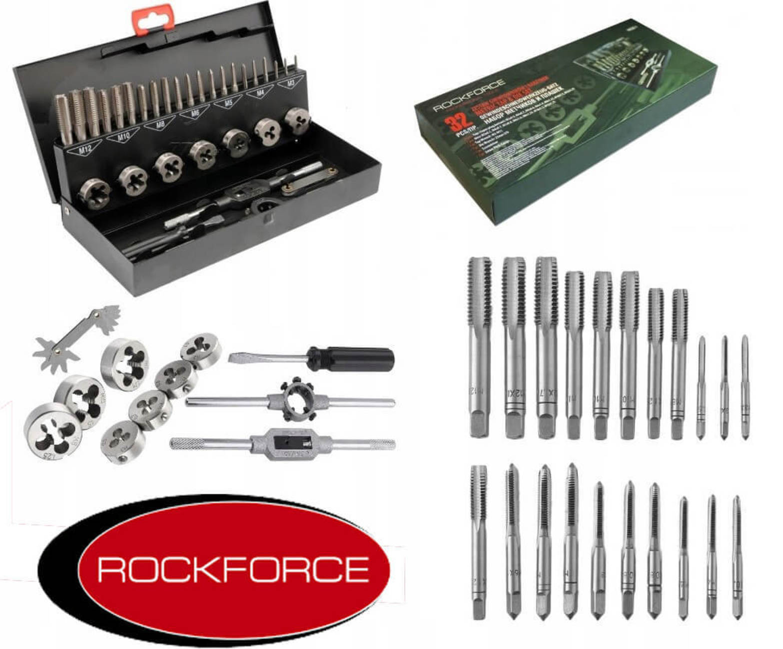 Комплект от 32 части метчици и плашкиRockForce М3-М12 53250